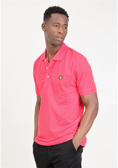 Strawberry red men's polo shirt with golden eagle logo patch LYLE & SCOTT | SP400VOGW588